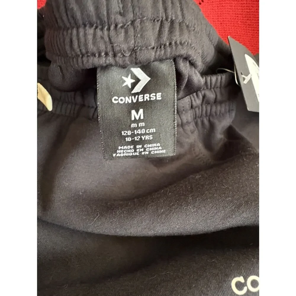 NWT Girls Converse Black Logo Fleece Sweatpants size M